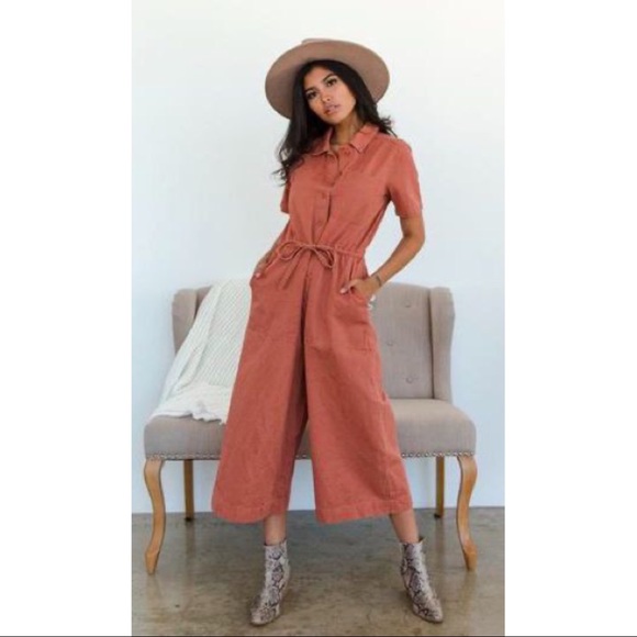 American Threads Pants - Utility Wide-Leg Jumpsuit